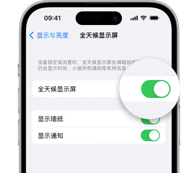 隆尧苹果15预约维修分享iPhone15如何设置全天候显示屏幕可见 
